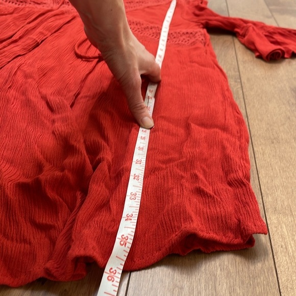 Harlow crochet embroidered boho tunic dress L burnt orange rust Boho hippie - Picture 9 of 11